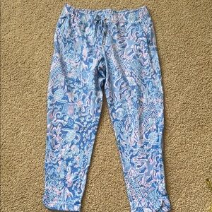 Lilly Pulitzer Blue and Pink Paisley Joggers